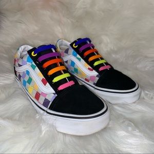 VANS OLD SKOOL RAINBOW 🌈 CHECKERBOARD **PRE-OWNED**